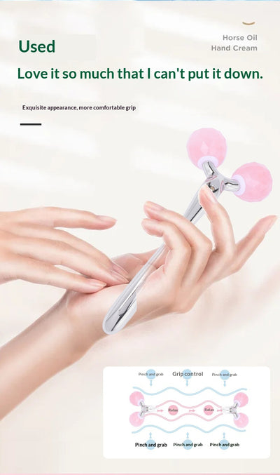 Rodillo de Cuarzo Rosa y Jade con Incrustaciones de Diamante 3D para Masaje Facial - Image 14