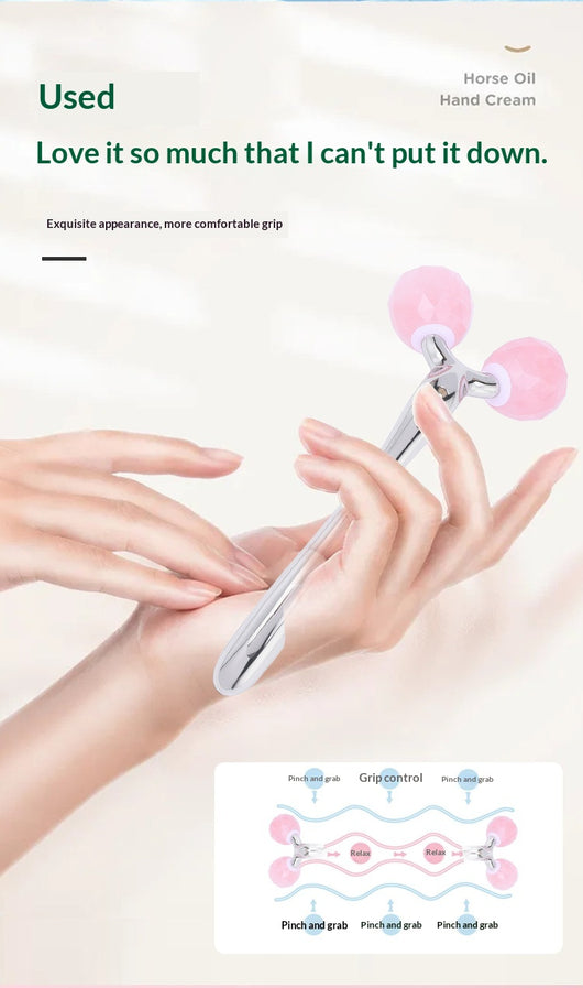 Rodillo de Cuarzo Rosa y Jade con Incrustaciones de Diamante 3D para Masaje Facial - Image 14