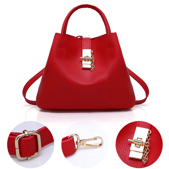 Bolso Bandolera Mujer Piel PU Patrón Grabado Tipo Lichi - Bolsa Tipo Cubo Elegante y Resistente