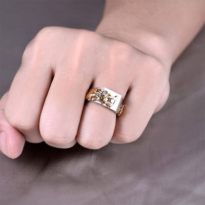 Anillo de Dragón Dominante para Hombre con Zircón Bicolor Estilo Punk Hip Hop - Image 4