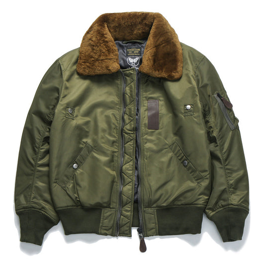 Chaqueta de Algodón con Cuello de Pelaje Grueso para Hombre