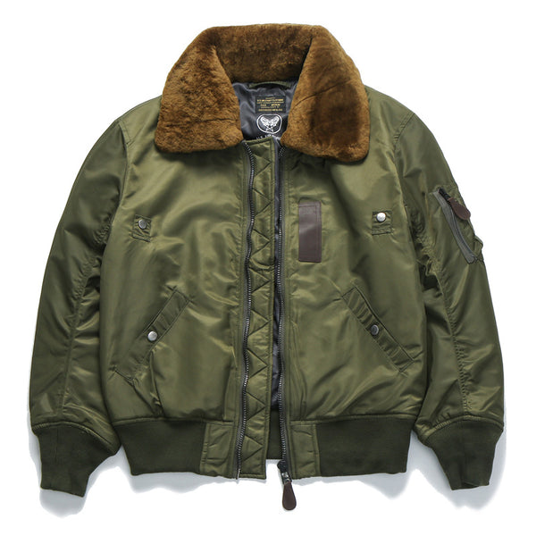 Chaqueta de Algodón con Cuello de Pelaje Grueso para Hombre