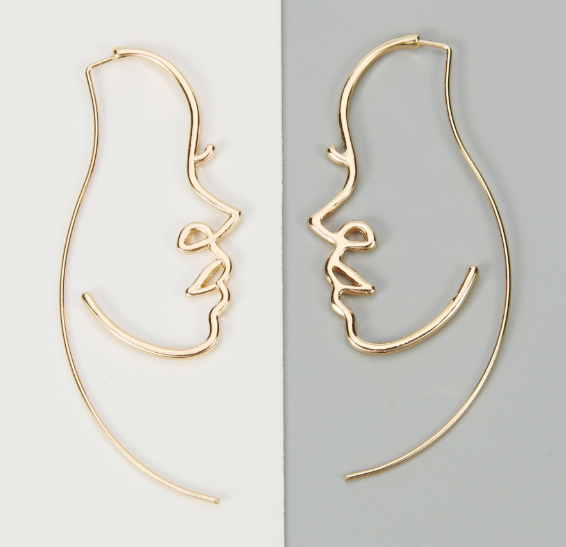 Aretes Artísticos de Silueta Facial - Estilo y Personalidad