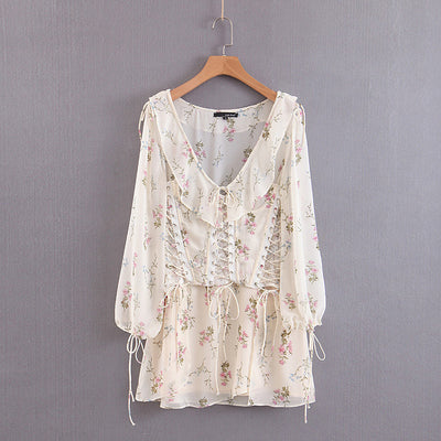 Vestido Floral Dos Piezas en Chifón con Escote V y Cintura Moldeadora - Image 9
