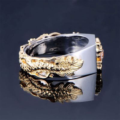 Anillo de Dragón Dominante para Hombre con Zircón Bicolor Estilo Punk Hip Hop - Image 2