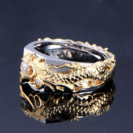 Anillo de Dragón Dominante para Hombre con Zircón Bicolor Estilo Punk Hip Hop - Image 3