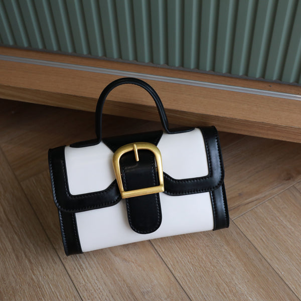 Bolso Doctor Cuadrado de Cuero con Hebilla Francesa