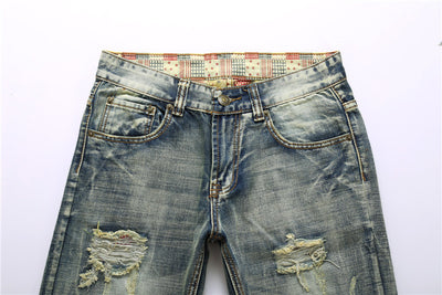 Jeans Rotos Vintage para Hombre con Diseño Desgastado y Bajo Acampanado - Image 3