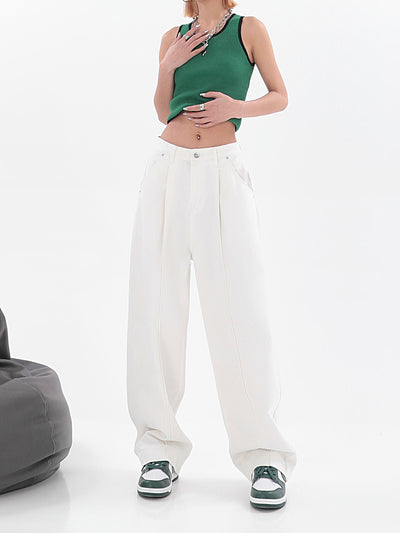 Pantalón Recto Cintura Alta Diseño Minimalista Tendencia Street Style - Image 9