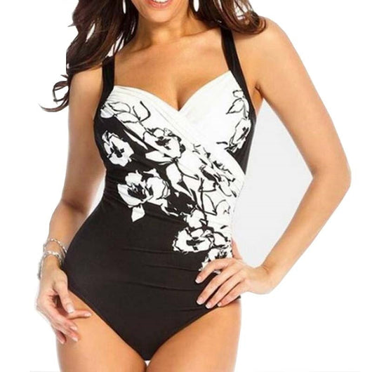Traje de Baño Enterizo Clásico Negro y Blanco