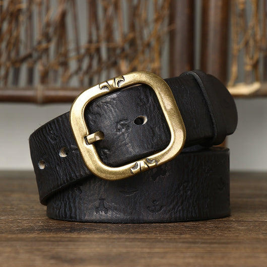 Cinturón de Cuero Estilo Coreano con Patrón Exclusivo para Hombre - Image 3