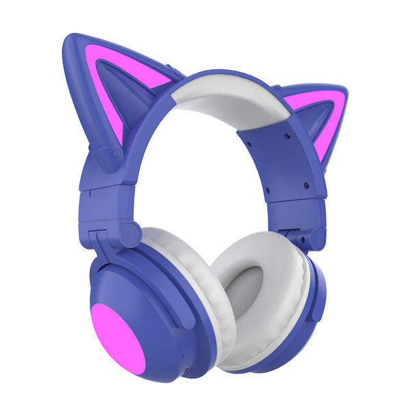 Auriculares Bluetooth con Orejas de Gato Luminosas y Diseño Ajustable