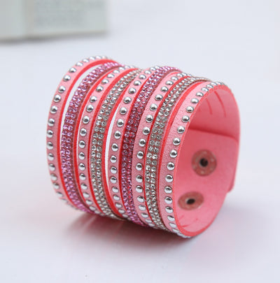 Pulsera de Cuero Flanela con Diamantes Brillantes - Image 15