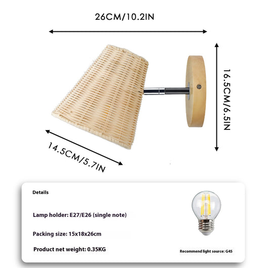 Lámpara de Pared Ratán para Espejo - Iluminación Decorativa Junto a la Cama - Image 5