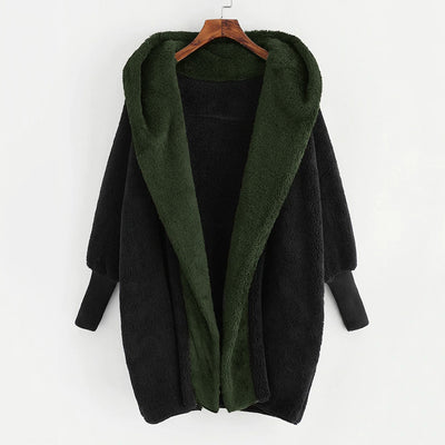 Cardigan Reversible de Terciopelo Doble Cara con Capucha para Mujer - Image 4