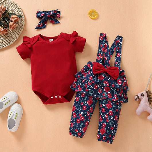 Conjunto de Ropa para Bebé Niña con Pullover Manga Corta y Moño - Image 2
