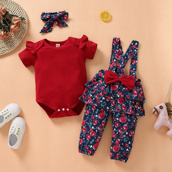 Conjunto de Ropa para Bebé Niña con Pullover Manga Corta y Moño