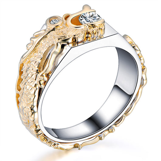 Anillo de Dragón Dominante para Hombre con Zircón Bicolor Estilo Punk Hip Hop - Image 8