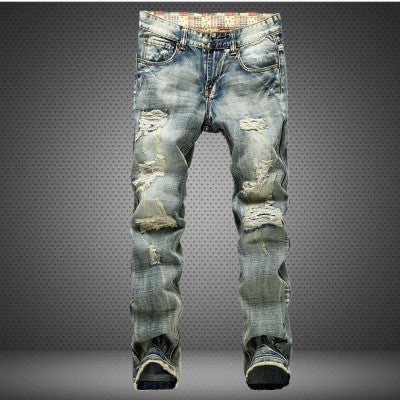 Jeans Rotos Vintage para Hombre con Diseño Desgastado y Bajo Acampanado
