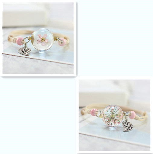 Pulsera Esfera de Cristal con Flores Secas - Diente de León y Estrellas - Image 37