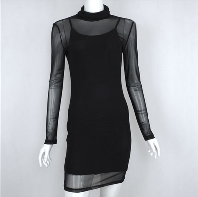 Vestido largo transparente con forro para mujer - Image 4