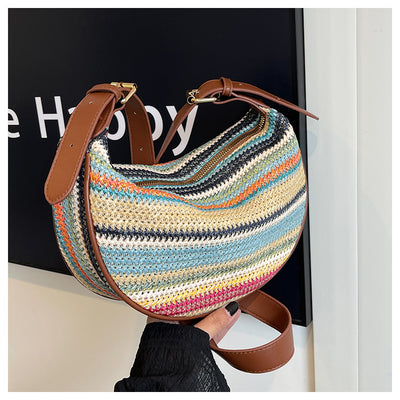 Bolsa Tote de Rafia Arcoíris para Mujer - Bolso Casual de Hombro - Image 28