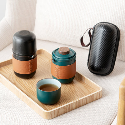 Juego de Té Portátil para Viajes con Tetera y Cuatro Tazas