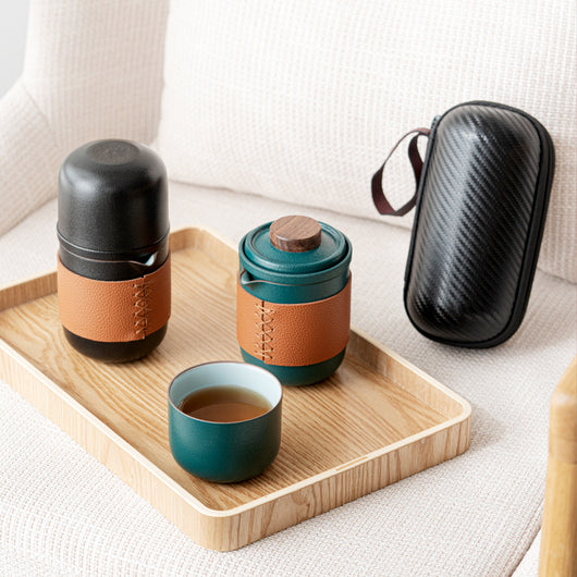Juego de Té Portátil para Viajes con Tetera y Cuatro Tazas