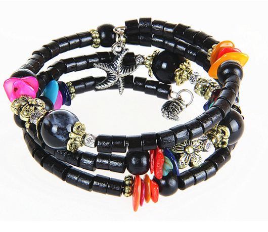 Pulsera de Madera Vintage con Cuentas Budistas y Detalles en Concha - Image 7