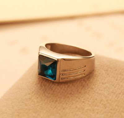 Anillo de Compromiso y Boda para Hombre con Zafiro Azul Elegante - Image 3
