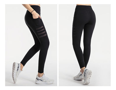 Pantalones de yoga con malla y rayas - Image 5