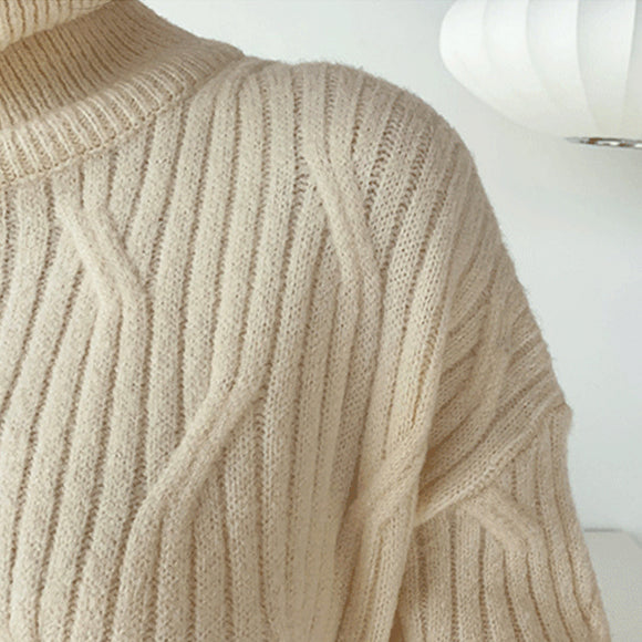 Vestido Suéter Largo Cálido Sobre la Rodilla - Diseño Liso y Acogedor