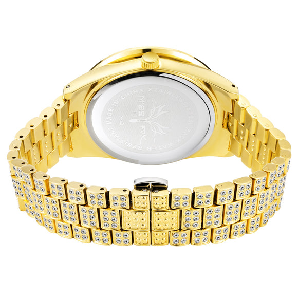 Reloj Dorado Impermeable para Hombre con Numerales Romanos