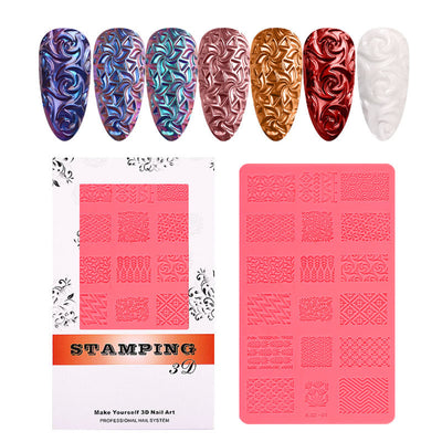 Plantilla de Estampado de Uñas en Silicona con Relieve 3D - Image 2