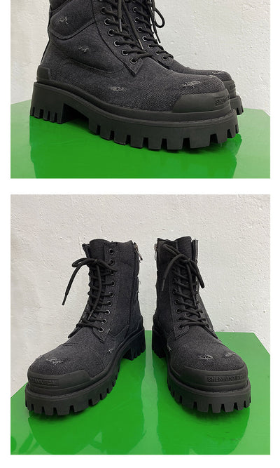 Botas Martin Retro Gruesas con Detalles Rotos - Estilo Workwear Distressed - Image 12