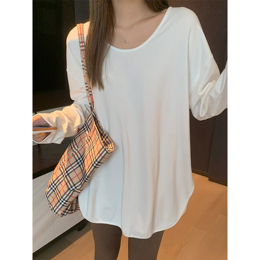 Playera Blanca Minimalista de Manga Larga - Image 3
