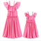 Vestido Asimétrico de Encaje Plisado - Conjunto Mamá e Hija