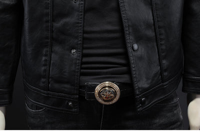Chaqueta de Cuero PU para Motociclista con Solapa - Estilo Masculino - Image 26