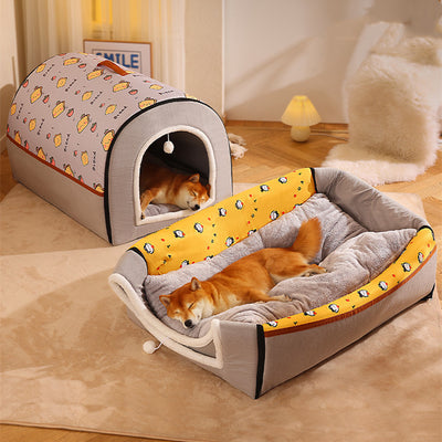 Casa Cómoda para Corgi y Shiba Inu con Cojín Removible y Lavable