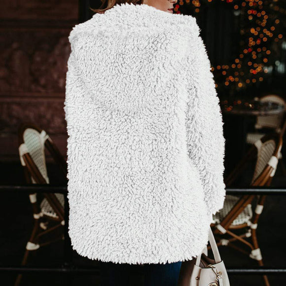 Sudadera con Capucha de Lana de Cordero y Bolsillos Dobles