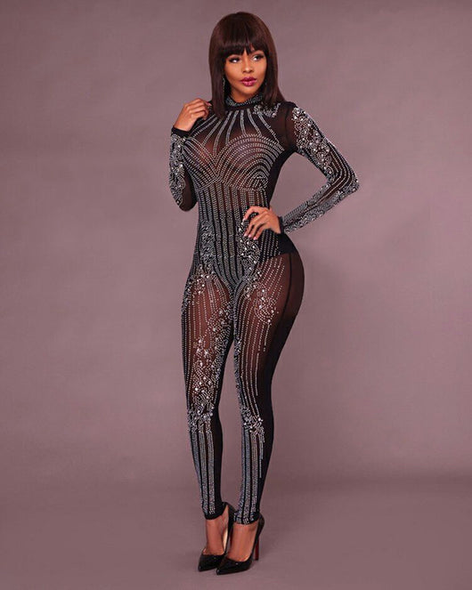 Jumpsuit de Malla Manga Larga Cuello Redondo - Image 16