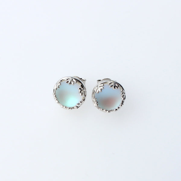 Aretes de Piedra Lunar Natural en Plata Esterlina 925