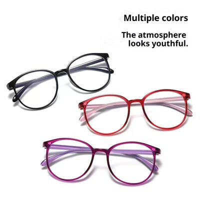 Black round frame reading glasses with blue light blocking lenses for high-definition eye protection. - Image 3