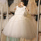 Vestido Infantil Coreano con Encaje Dorado y Aplicaciones