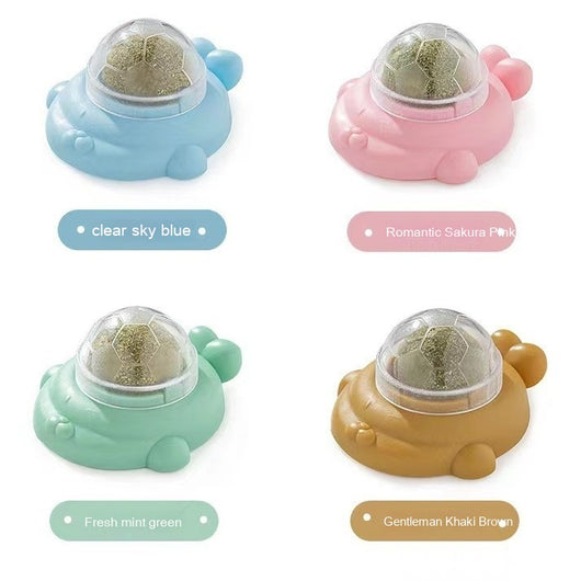 Light green turtle-shaped catnip toy with a clear, football-patterned dome filled with catnip. - Image 5