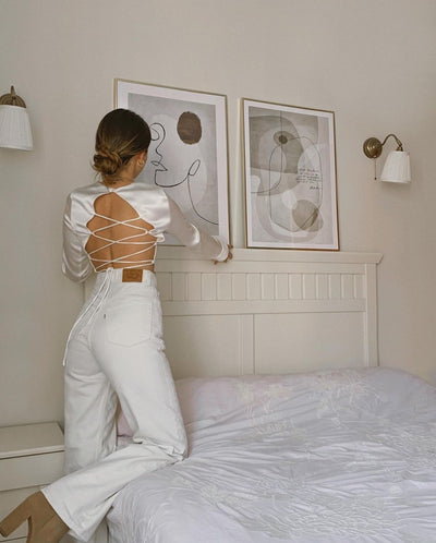 Blusa de Satén Blanca Manga Corta para Mujer - Image 10