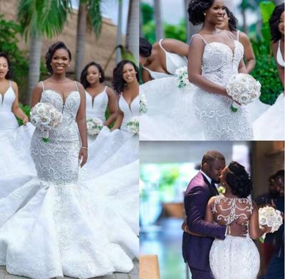 Vestido de Novia Sirena Africano con Encaje Calado - Image 8