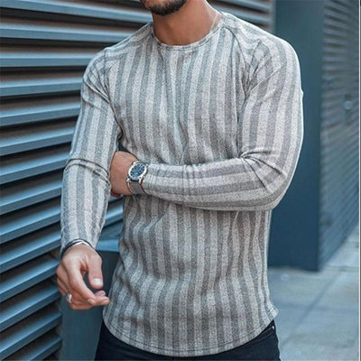 Playera Manga Larga Slim Fit a Rayas para Hombre - Image 2