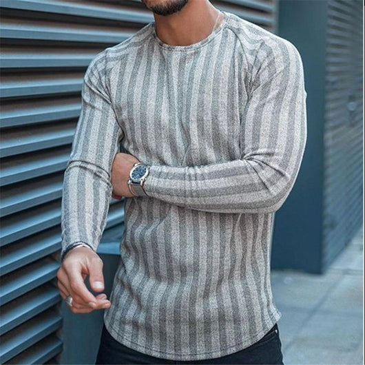 Playera Manga Larga Slim Fit a Rayas para Hombre - Image 2