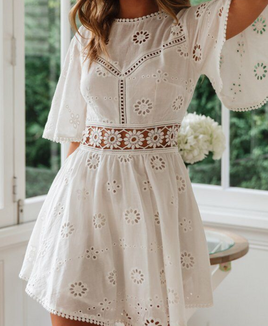 Vestido de Algodón con Patchwork de Encaje - Image 2